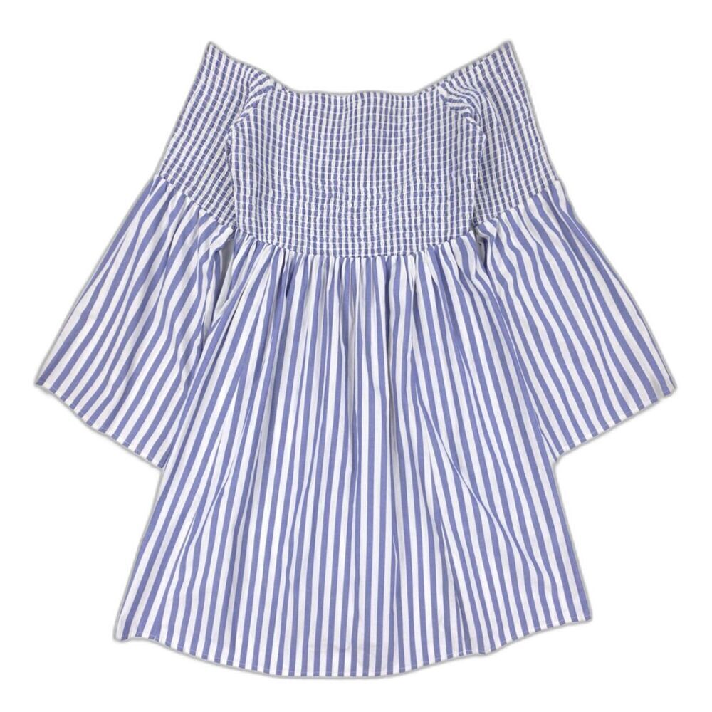 NWT Torrid Blue Stripe Smocked Skater Dress Resort Pin Up Girl Coquette Lolita